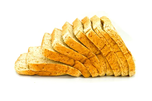 Φέτες ψωμί που απομονώνονται σε λευκό — Φωτογραφία Αρχείου