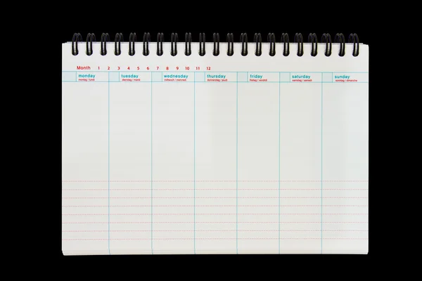 Weekly planner isolated background with path — Stock Photo, Image