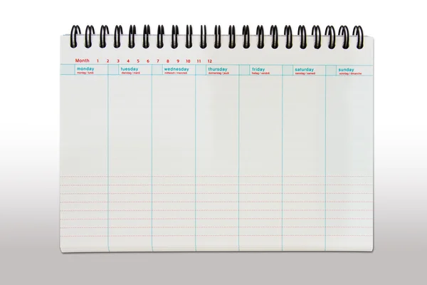Weekly planner isolated background with path — Stock Photo, Image