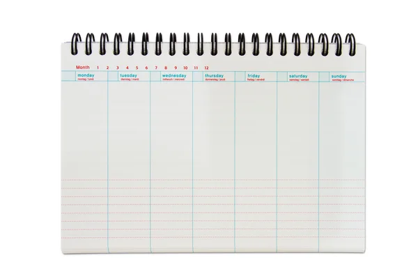 Weekly planner isolated background with path — Stock Photo, Image