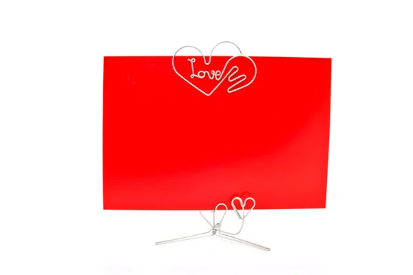 Geformter Fotohalter rote Papierkarte — Stockfoto