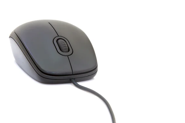 Mouse nero del computer su sfondo bianco — Foto Stock