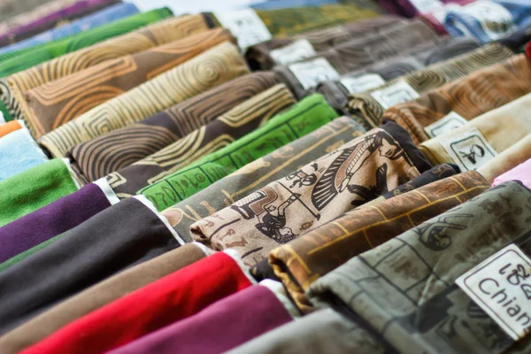 Image of Colorful Textile Background,Pile of bright folded cloth — Stock Photo, Image