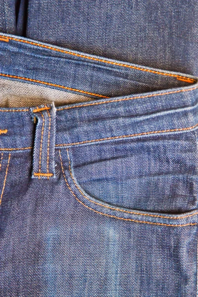 Närbild blå denim med ficka — Stockfoto