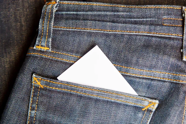 White card in jeans pocket — Stock Photo, Image