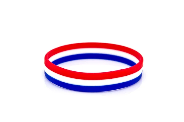 Gomma elasticizzata braccialetto bandiera thai isolato sul retro bianco Foto Stock Royalty Free