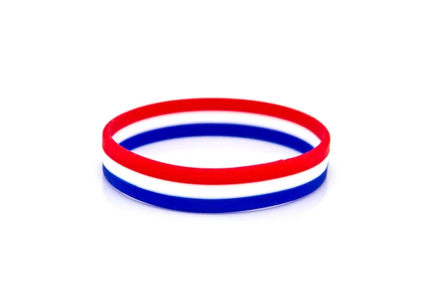 Caoutchouc plastique stretch bracelet drapeau thaï isolé sur le dos blanc Photos De Stock Libres De Droits