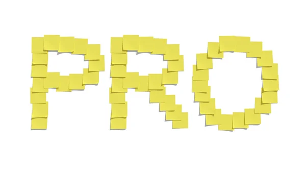 Notas amarillas que ilustran PRO e incluyen la ruta de recorte — Foto de Stock