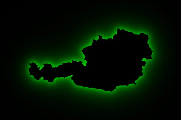 Austria mappa a luce verde — Foto Stock