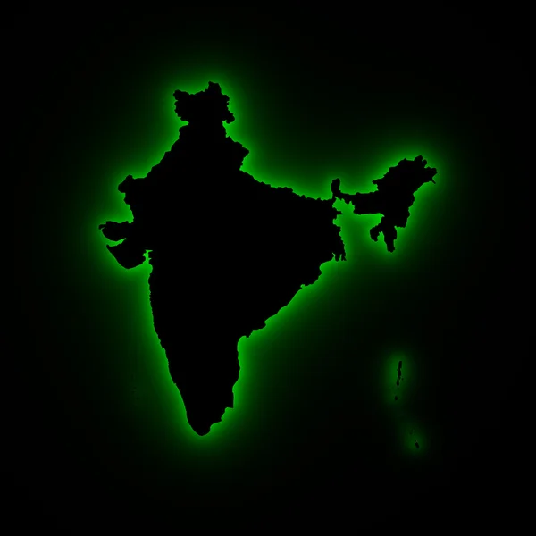 India kaart in groen licht — Stockfoto