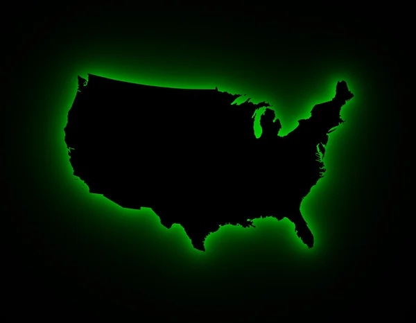 USA map in green light — Stock Photo, Image