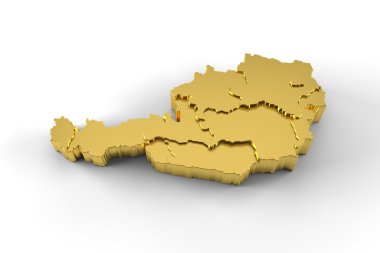 Birleşik kademeli ve kırpma yolu ile Avusturya harita 3d altın