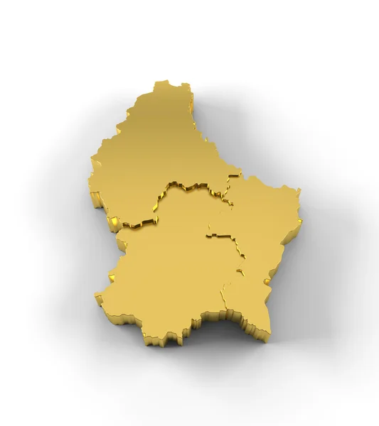 Luxembourg map 3D gold with states stepwise and clipping path — Stock Photo, Image