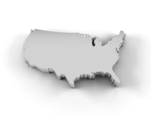 Карта США 3D серебро с траекторией обрезки — стоковое фото