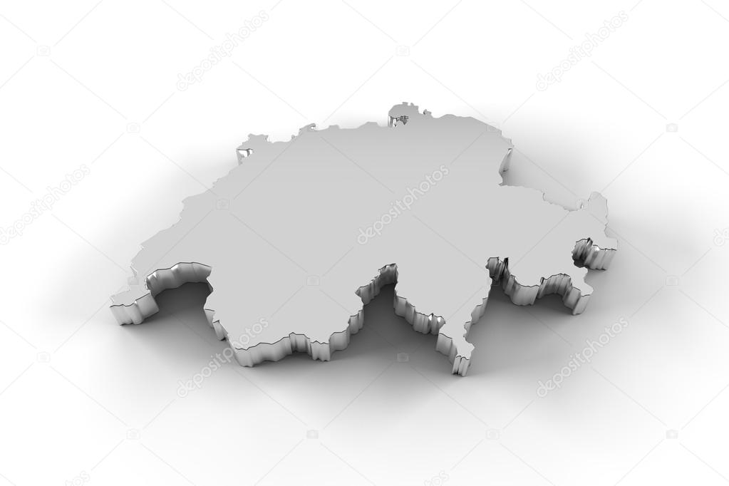 Switzerland map 3D silver with clipping path
