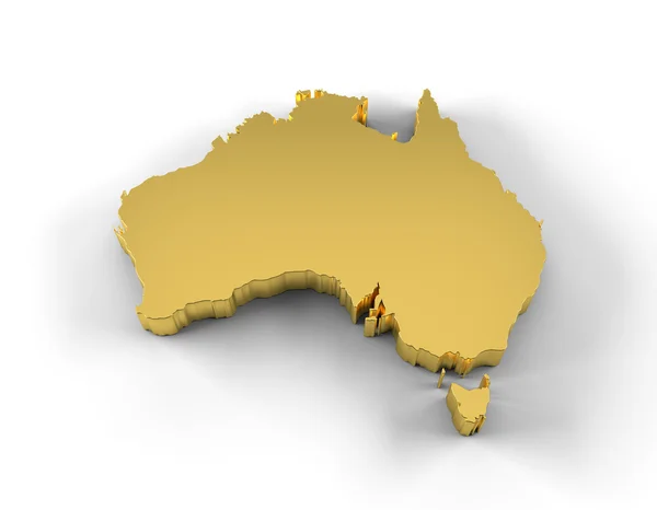 Австралія карті 3d золота з відсічним контуром — стокове фото