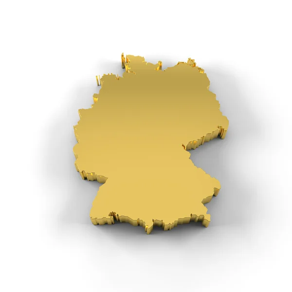 德国地图 3d 黄金具有剪切路径 — 图库照片