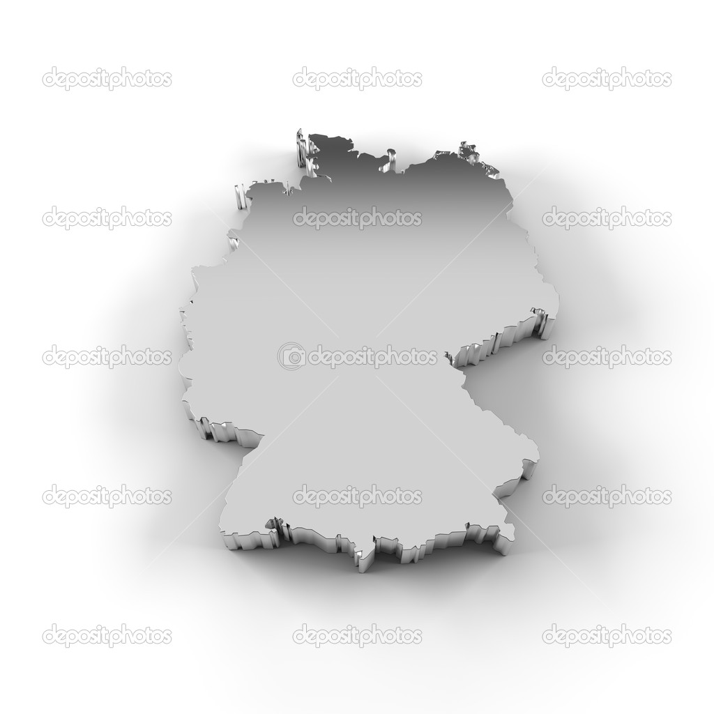 Germany map 3D in silver with clipping path
