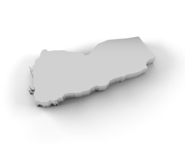 kırpma yolu ile Yemen harita 3d gümüş