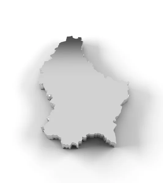 Mapa de Luxemburgo 3D plata con ruta de recorte —  Fotos de Stock