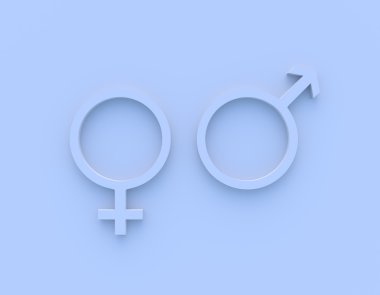 kadın ve erkek cinsiyet simgeleri mavi.