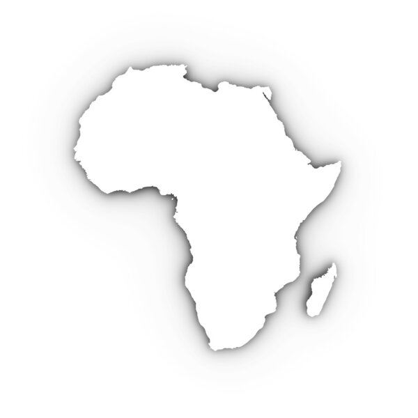Africa map in white and including a clipping path. High quality 3D illustration.