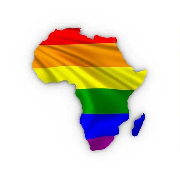 非洲地图显示彩虹旗 — 图库照片