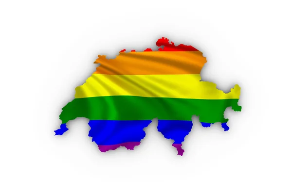 Switzerland map showing a rainbow flag — Stock Photo, Image