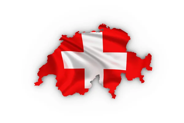 Švýcarsko mapa znázorňující švýcarské vlajky — Stock fotografie