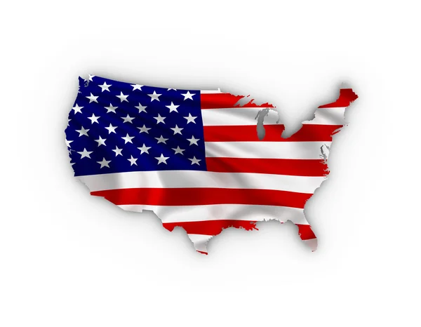 Mapa dos EUA mostrando a bandeira americana Fotografia De Stock