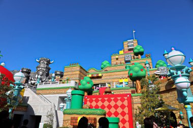 OSAKA, JAPAN - Nov 5, 2021 : Scenery at the entrance of Nintendo World.Super Nintendo World is a themed area at Universal Studios Japan