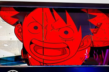 Osaka, Japan - Aug 25, 2020 : Photo of Monkey D.Luffy from Japanese manga and animation One Piece in Osaka. Luffy is the leader of a Straw hat pirate team.