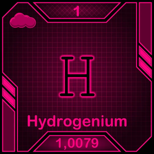 Neon Periodic Table Element Symbol 001 Hydrogenium — Fotografia de Stock