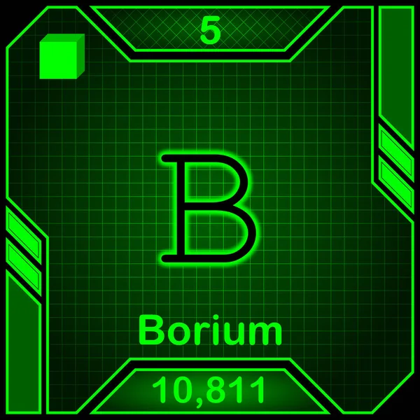 Neon Periodic Table Element Symbol 005 Borium — 스톡 사진