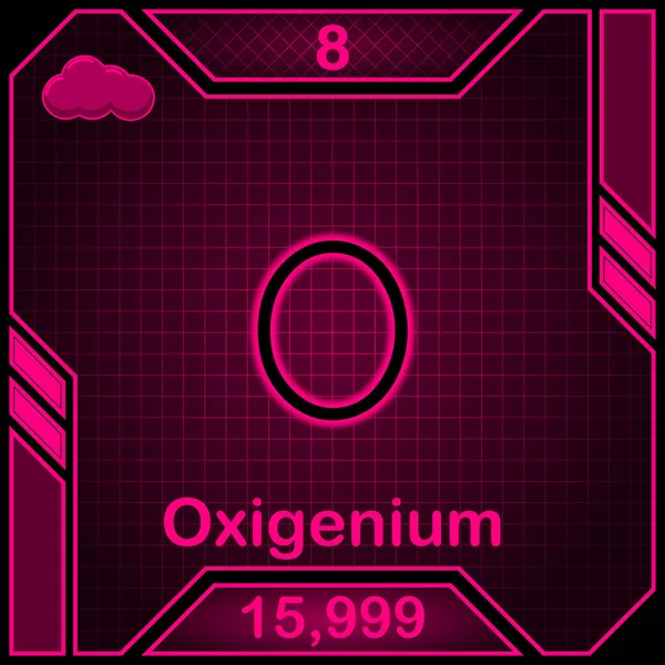 Неоновая Периодическая Таблица Символа Элемента 008 Oxygenium — стоковое фото