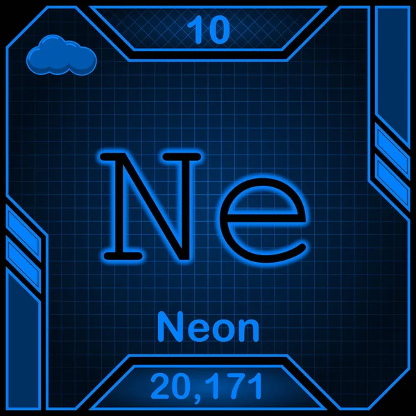 Neon Periodic Table Element Symbol 010 Neon — ストック写真