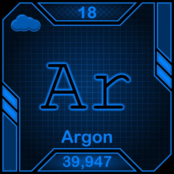 Neon Periodic Table Element Symbol 018 Argon — Zdjęcie stockowe