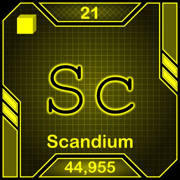 Neon Periodic Table Element Symbol 021 Scandium — Stock Photo, Image