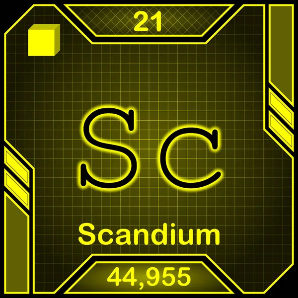 Неон Періодична Таблиця Символів 021 Scandium — стокове фото