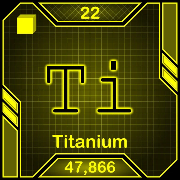 Neon Periodic Table Element Symbol 022 Titanium – stockfoto