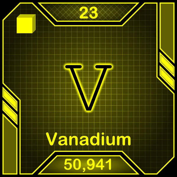 Neon Periodic Table Element Symbol 023 Vanadium — Stockfoto