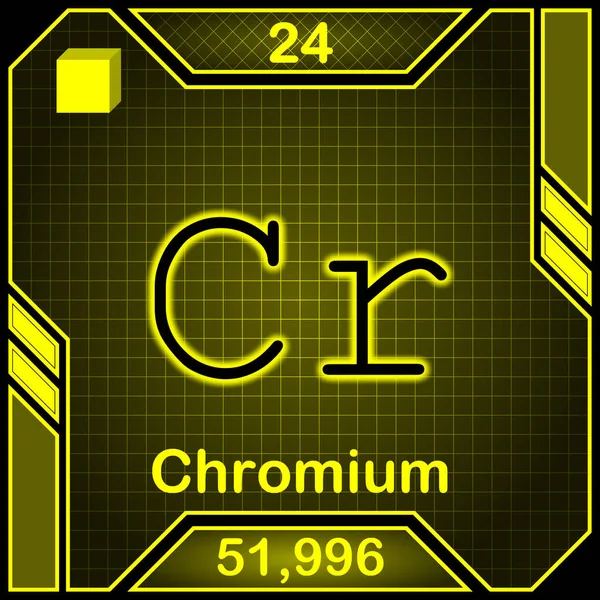 Neon Periodic Table Element Symbol 024 Chromium — 스톡 사진