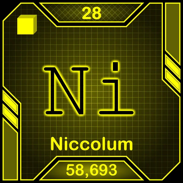 Neon Periodic Table Element Symbol 028 Niccolum — ストック写真