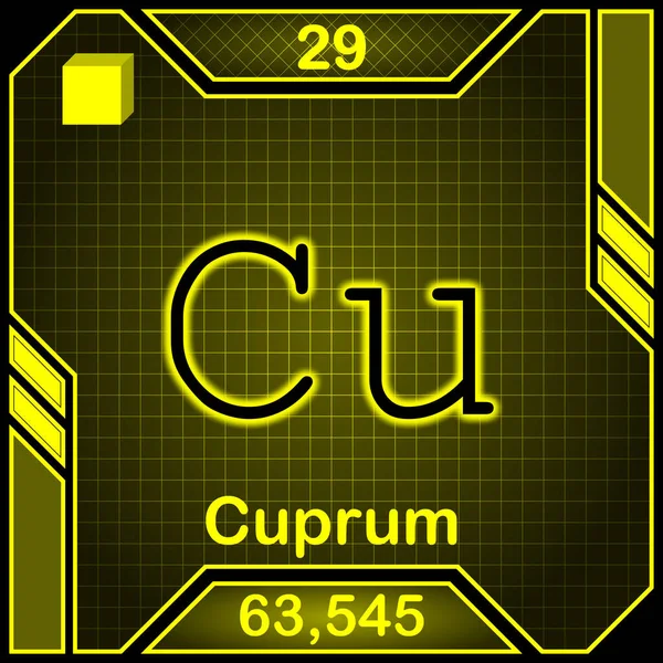 Неонова Періодична Таблиця Символу Елемента 029 Cuprum — стокове фото