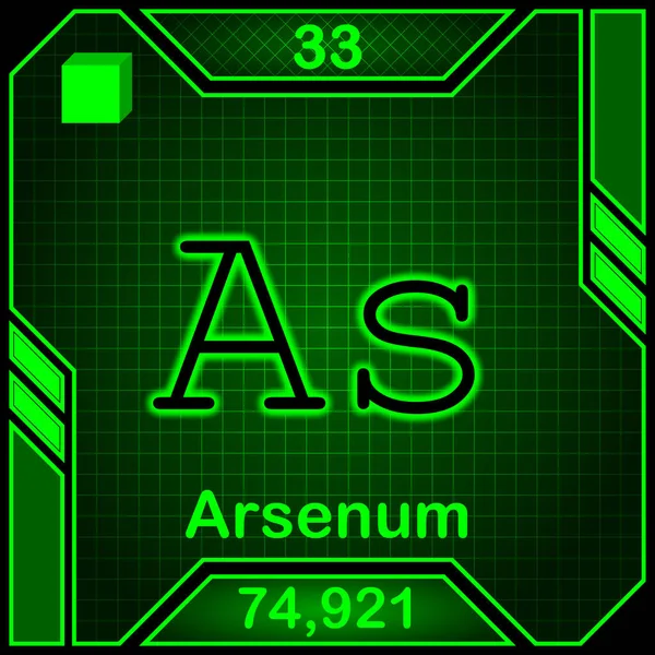 Neon Periodic Table Element Symbol 033 Arsenum — Foto Stock