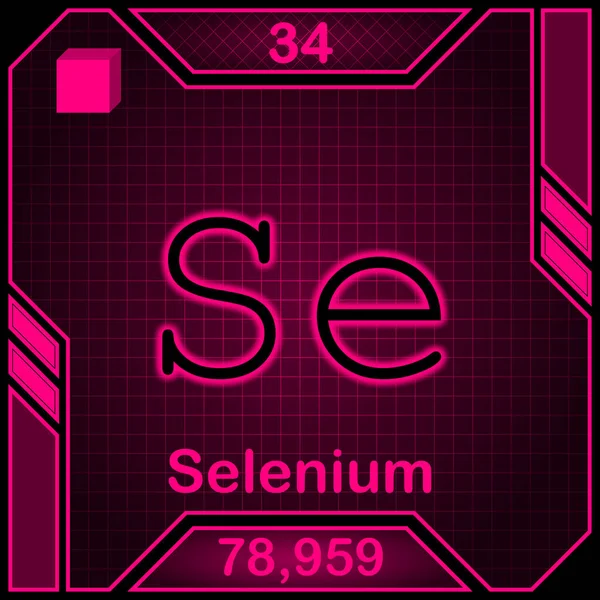 Neon Periodic Table Element Symbol 034 Selenium — Fotografia de Stock
