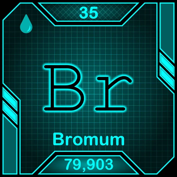 Neon Periodic Table Element Symbol 035 Bromum — Foto Stock