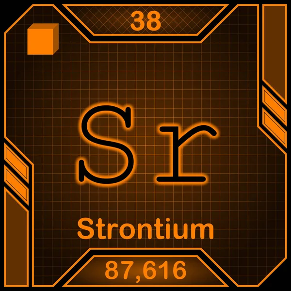 Περιοδικός Πίνακας Νέον Του Συμβόλου Στοιχείου 038 Strontium — Φωτογραφία Αρχείου