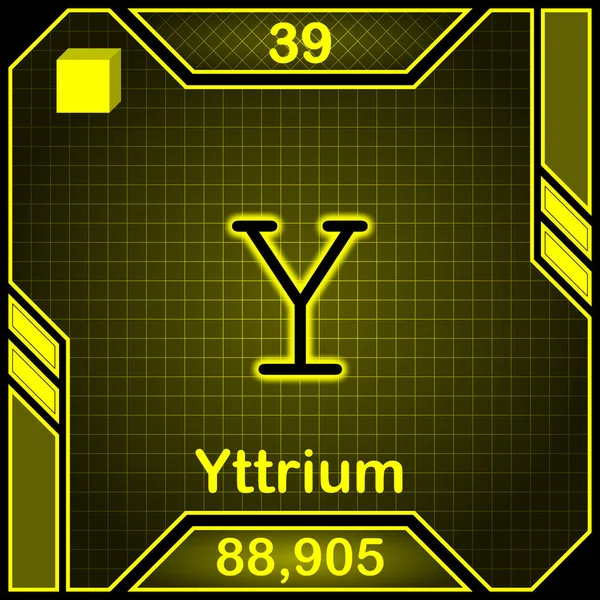 Neon Periodic Table Element Symbol 039 Yttrium — ストック写真
