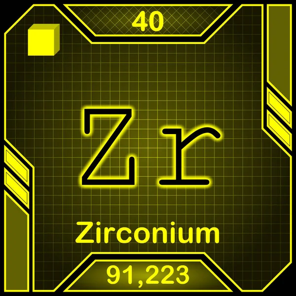 Neon Periodic Table Element Symbol 040 Zirconium — Fotografia de Stock